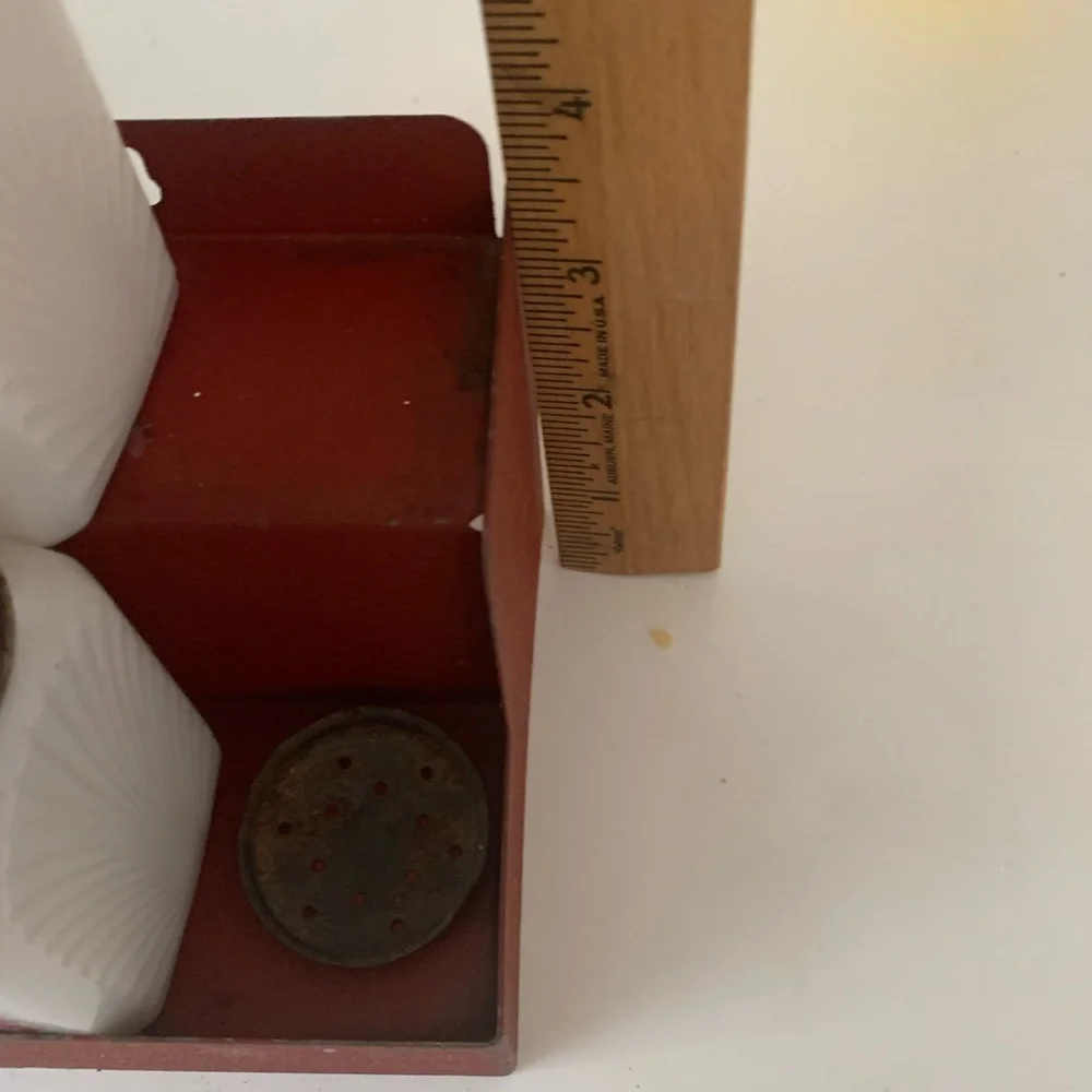 Vintage Milk Glass Spice Jars on Stand - Picture 9 of 10